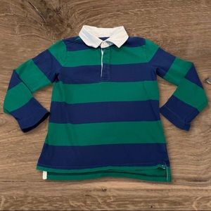 4/$20 Crown & Ivy Green Blue Stripe Long Sleeve Collared Rugby Top - Size 5